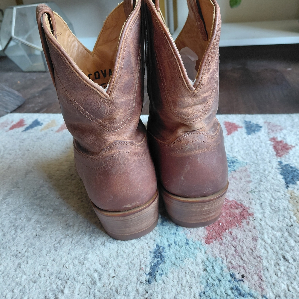 Tecovas Brown Daisy Distressed Leather Western Ankle Boots  7.5 - Picture 6 of 8